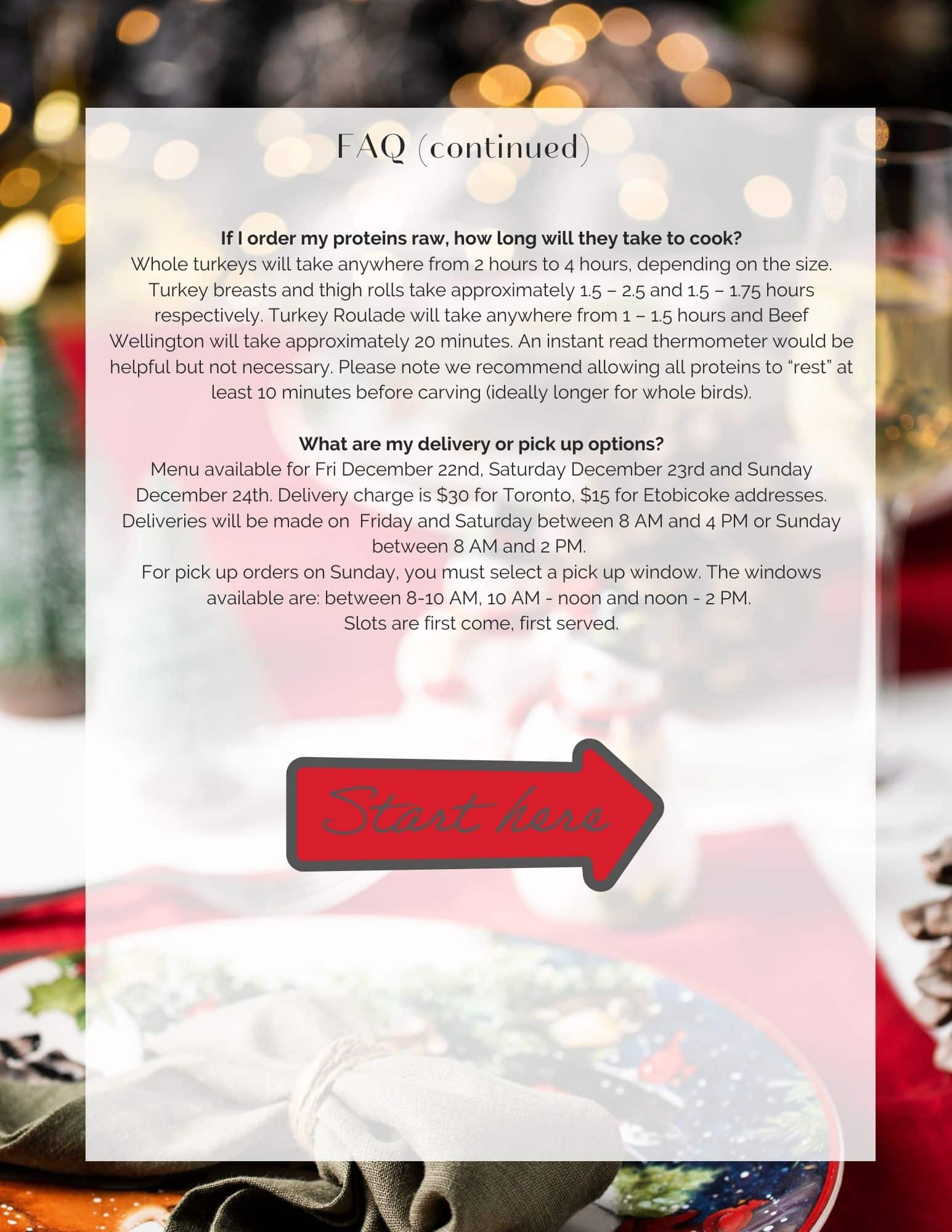 FAQs about our 2023 Chirstmas Dinner